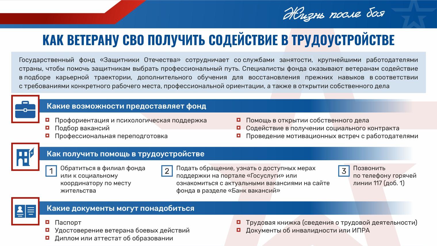 Как ветерану СВО получить содействие в трудоустройстве